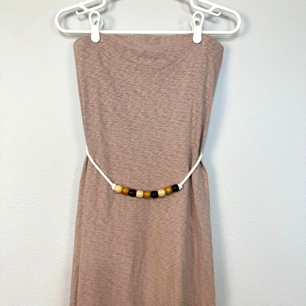 Free People Beach Peyton Dress Strapless Tube Style Pull On Belted Tan Size S - Picture 4 of 14